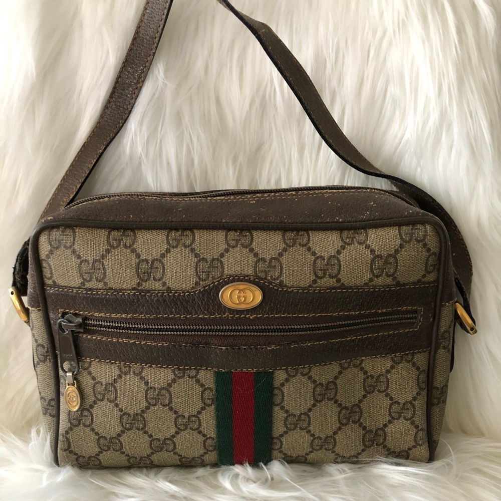 Authentic Vintage Gucci Red-Green Crossbody Bag